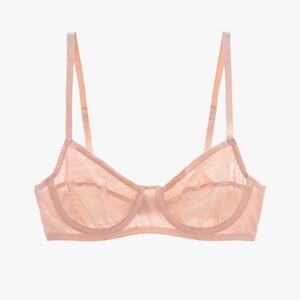 Cotton Blend Sheer Mesh Underwire Bra in Blush Pink